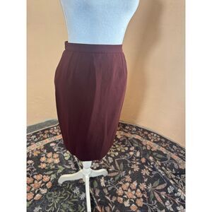 Lagerfeld Burgundy Pencil Skirt | Back Zip | Made in France | Size 38